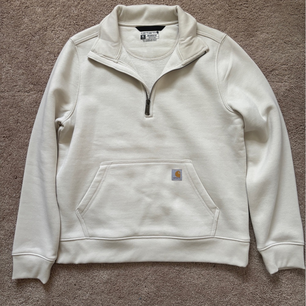 Carhartt Off-White Quarter-Zip Pullover Relaxed fit-never worn